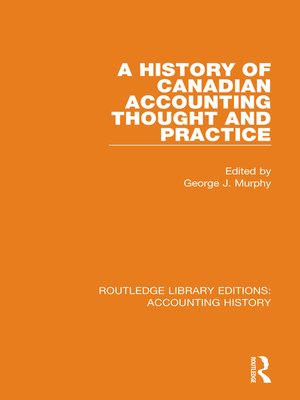 cover image of A History of Canadian Accounting Thought and Practice